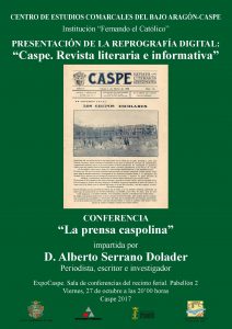 Presentación de la Reprografía Digital: "Caspe. Revista Literaria e informativa" @ Recinto Ferial ExpoCaspe | Caspe | Aragón | España